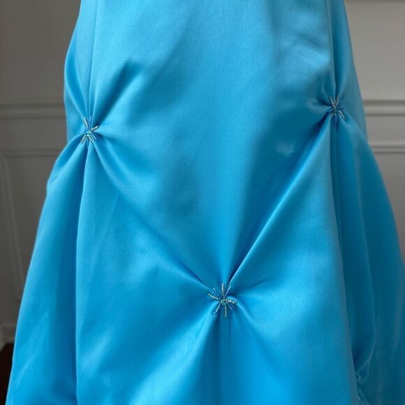 Vintage Y2K Masquerade Turquoise Blue Cinderella Gown Formal Dress 7 8 - Picture 8 of 12